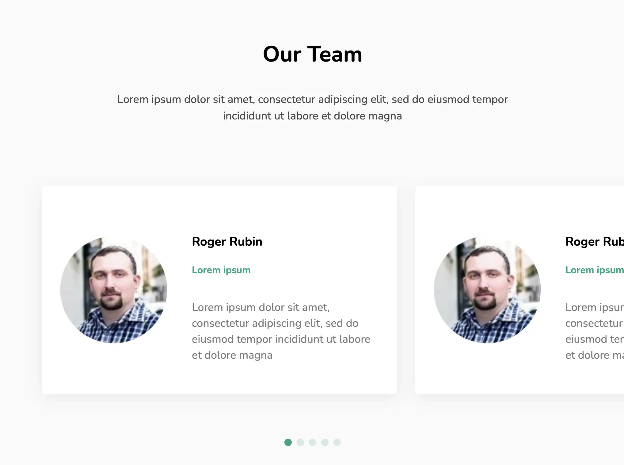 Team section for website: Responsive team page with slider tab example